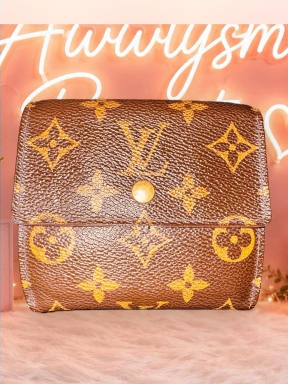 AUTHENTIC Vintage Louis Vuitton Monogram Canvas Leather Snap Compact Elise